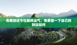 免费测试今日麻将运气，免费查一下自己的财运如何