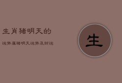 生肖猪明天的运势，属猪明天运势及财运