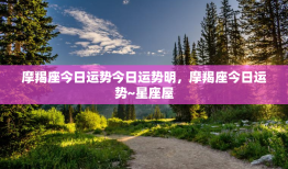 摩羯座今日运势今日运势明，摩羯座今日运势~星座屋