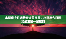水瓶座今日运势查询星座屋，水瓶座今日运势最准第一星座网