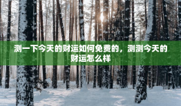 测一下今天的财运如何免费的，测测今天的财运怎么样