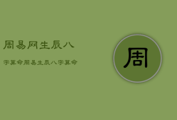 周易网生辰八字算命，周易生辰八字算命命理