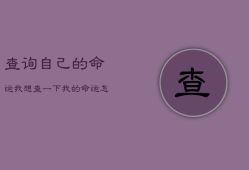 查询自己的命运，我想查一下我的命运怎么查