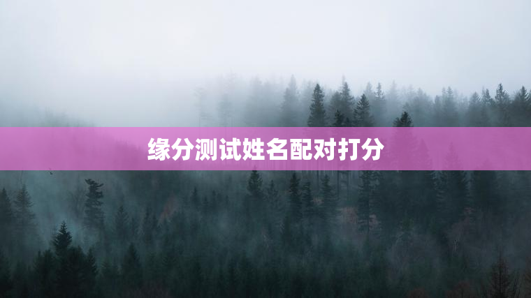 缘分测试姓名配对打分，测缘分姓名测试