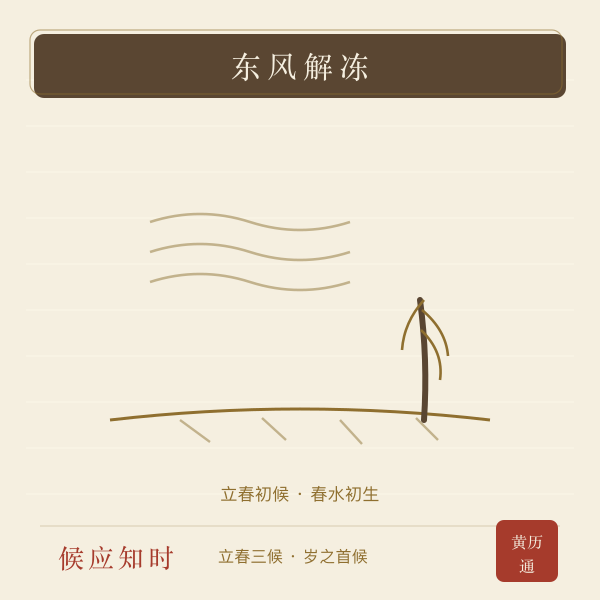 立春东风解冻河开手绘