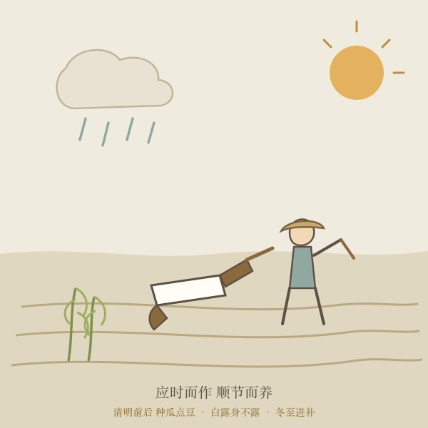 节气与农事耕作手绘图