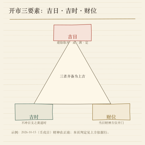 开市三要素:吉日·吉时·财位