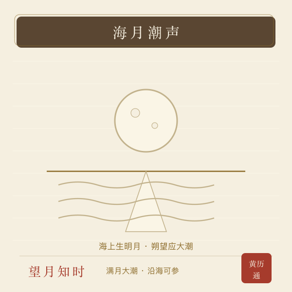 海上明月与大潮手绘