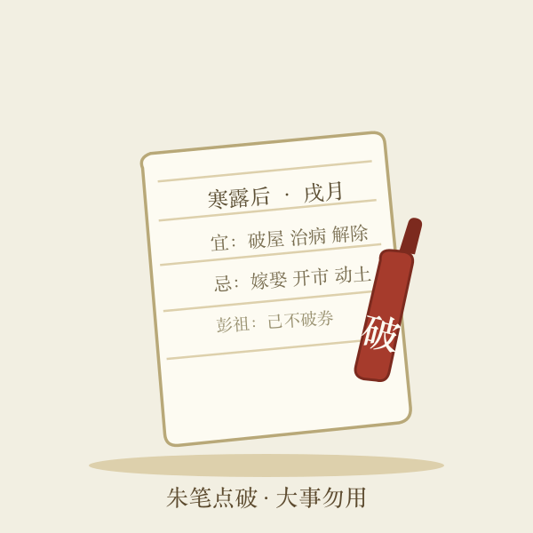 朱笔黄历破日手绘